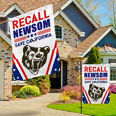 Alternative view of Recall Newsom Save California CA Recall Governor Flag - Newsom Not My Governor Garden - House Flag