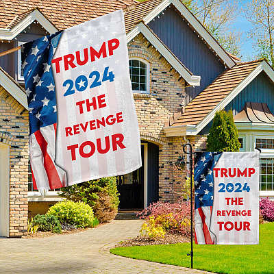 Alternative view of Trump 2024 The Revenge Tour Flag - Re-Elect Donald Trump Garden Flag - Trump For President House Flag