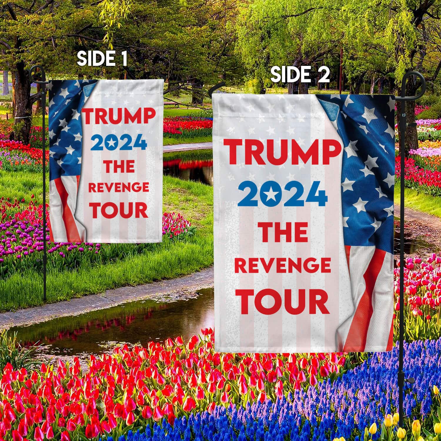 9TM. Trump Revenge_2 30x40 Garden Flag Mockup 2 Side-2
