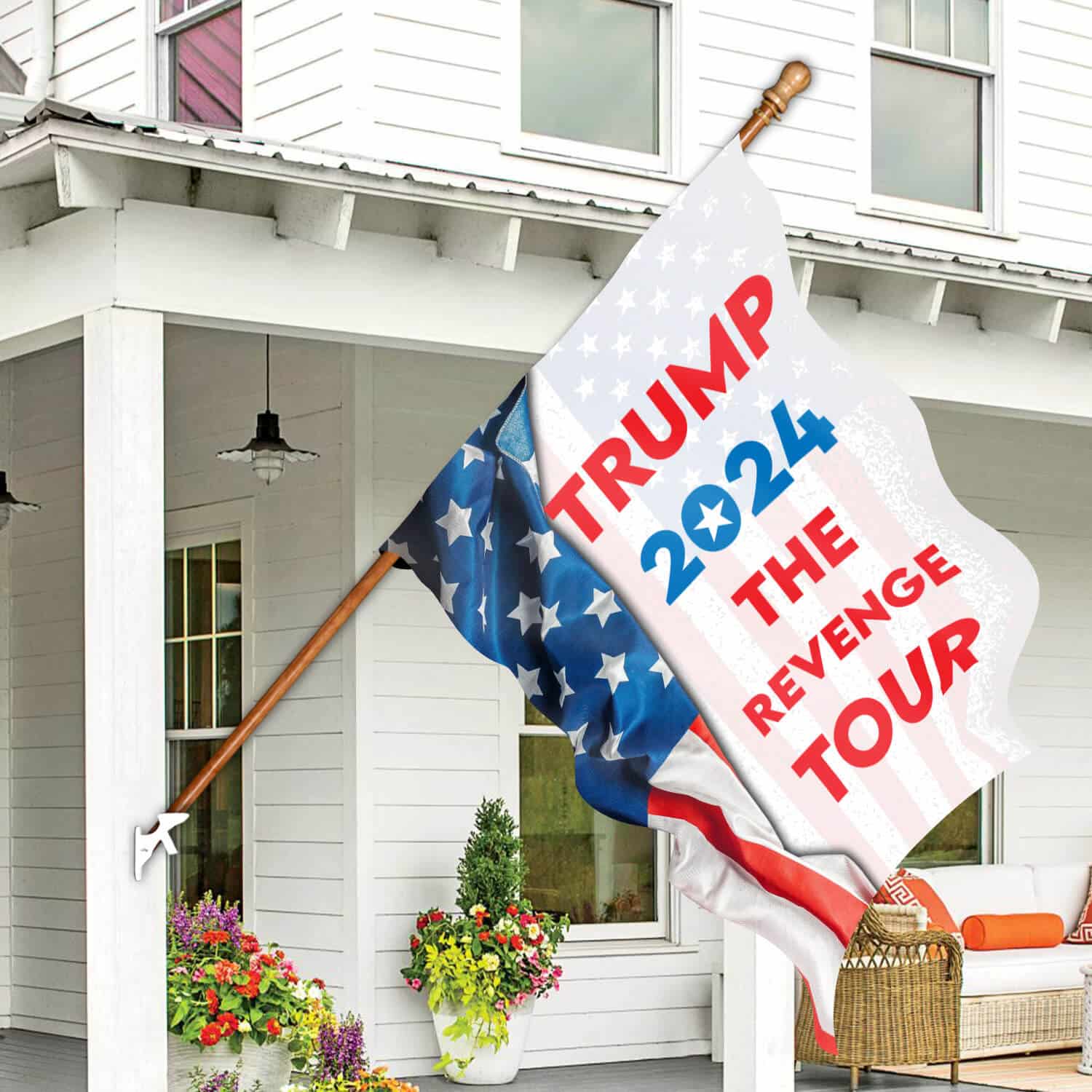 9TM. Trump Revenge_2 30x40 House Flag Mockup 7