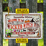 Welcome to The Wicked Witch Inn Come in And Stay for A Spell Personalized Halloween Metal Sign - Halloween Indoor Outdoor Decor