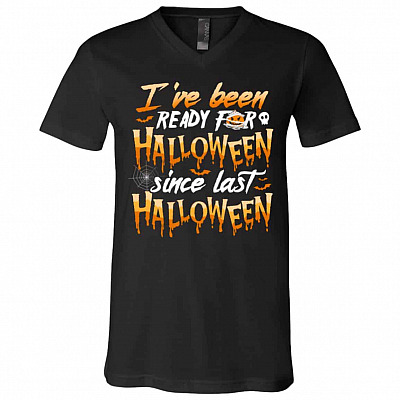 Ready Halloween t, Black, V-Neck T-Shirt