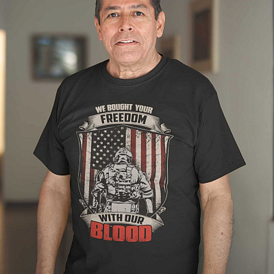 Alternative view of We Bought Your Freedom with Our Blood Veteran T-Shirt