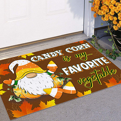 Alternative view of Candy Corn Is My Favorite Vegetable Indoor Outdoor Doormat - Thanksgiving Doormat
