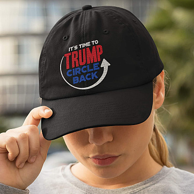 Alternative view of Trump It's Time to Circle Back Trump Supporter Twill Cap - High-Profile Snapback Hat