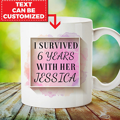 Alternative view of Anniversary Gifts Personalized I Survived With Her Parents Anniversary Gift Ceramic Coffee Mug - Beer Stein - Water Bottle