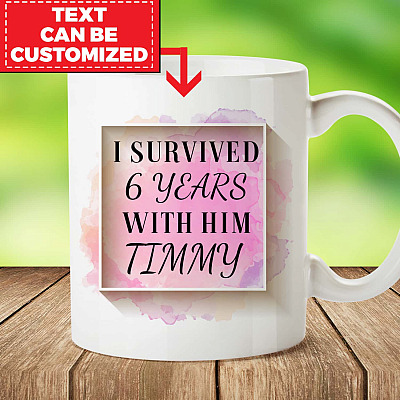 Alternative view of Anniversary Gifts Personalized I Survived With Him Parents Anniversary Gift Ceramic Coffee Mug - Beer Stein - Water Bottle