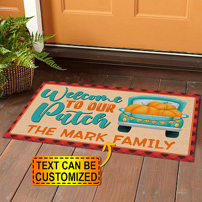 Alternative view of Personalized Family Name Welcome To Our Patch Doormat - Outdoor Indoor Doormat - Pumpkin Patch Fall Doormat