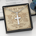 Personalized to My Son from Mom I Want You to Know That My Heart Walks with You Cross Pendant Necklace