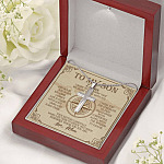 Personalized to My Son from Mom I Want You to Know That My Heart Walks with You Cross Pendant Necklace