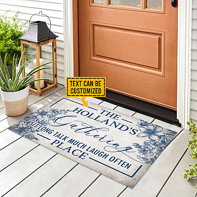 Alternative view of Personalized Family Name The Gathering Place Sit Long Talk Much Laugh Often Doormat - Outdoor Indoor Doormat