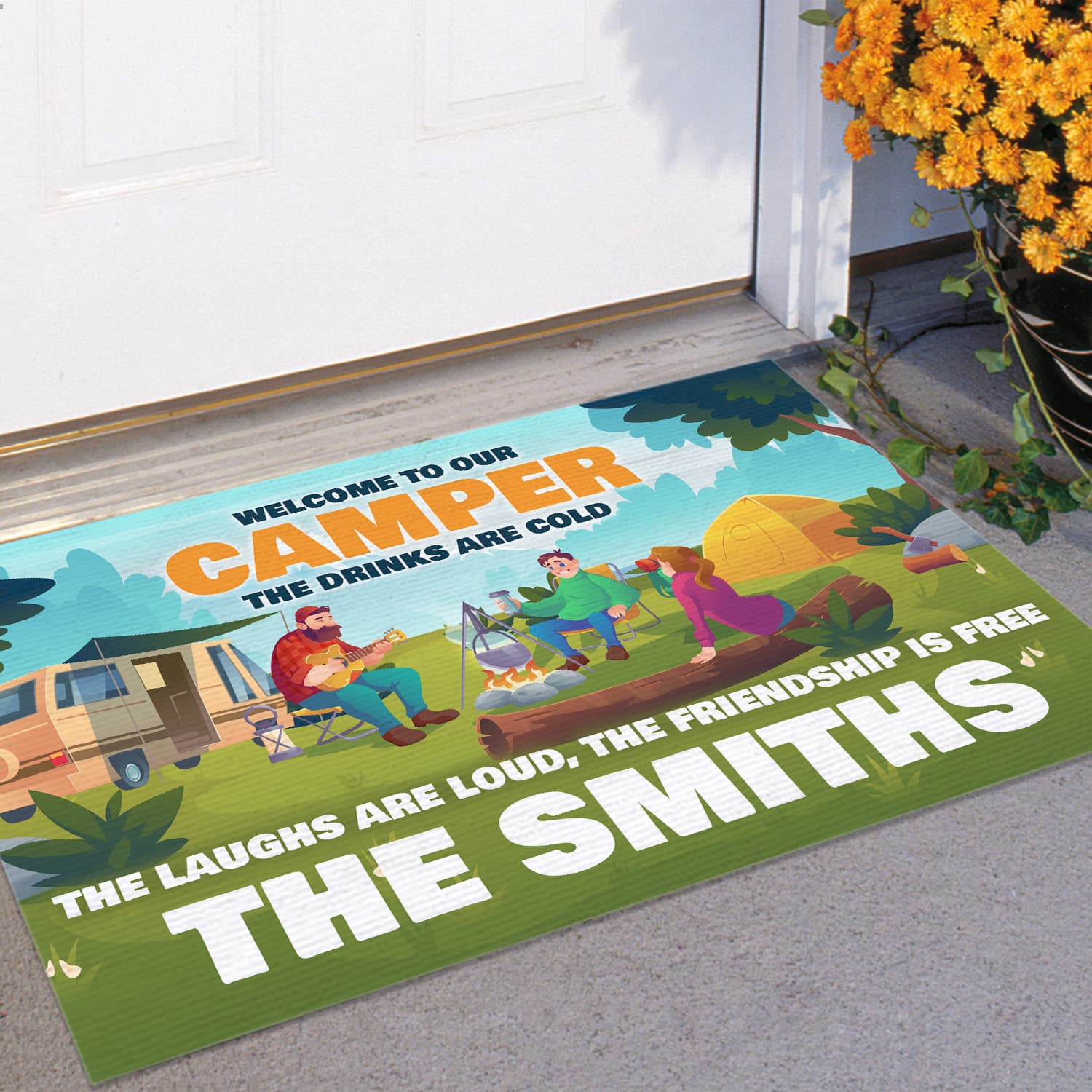 3NH. Drinks Are Cold - SAMPLE DESIGN Doormat mockup 11