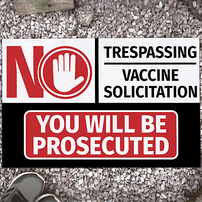 No Trespassing No Vaccine Solicitation Indoor Outdoor Decorative Doormat - No Biden Vaccination Doormat