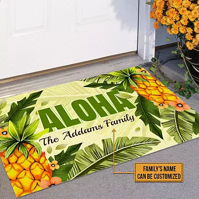 Personalized Family Name Aloha Doormat - Outdoor Indoor Doormat