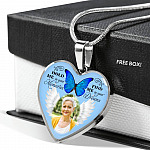 Hold Me In Your Memories Find Me In Your Dreams Personalized Photo Heart Pendant Necklace-Bangle