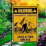 Bigfoot Warning Sasquatch Sighted Enter At Your Own Risk Outdoor Indoor Garden Flag - House Flag - Wall Flag