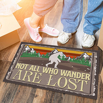 Bigfoot Not All Who Wander Are Lost Sasquatch Outdoor Indoor Doormat - Funny Yeti Entry Rug