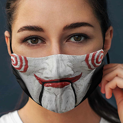 Billy the Puppet Saw Movie Character Halloween Washable Reusable Custom Printed Cloth Face Mask Cover