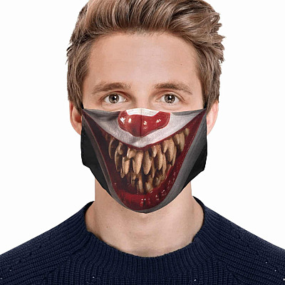 Alternative view of Pennywise Clown IT Horror Movie Character Halloween Washable Reusable Custom Printed Cloth Face Mask Cover