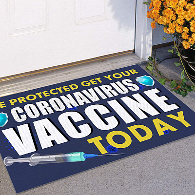 Alternative view of Be Protected Get Your Vaccine Today Outdoor Indoor Doormat - Get Vaccinated Door Mat Entry Rug