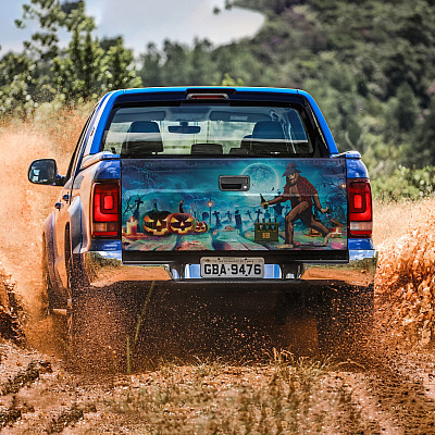 Alternative view of Funny Bigfoot Drinking Beer Halloween Truck Tailgate Decal Sticker Wrap - Sasquatch Halloween Vinyl Graphic Decal Bumper Sticker