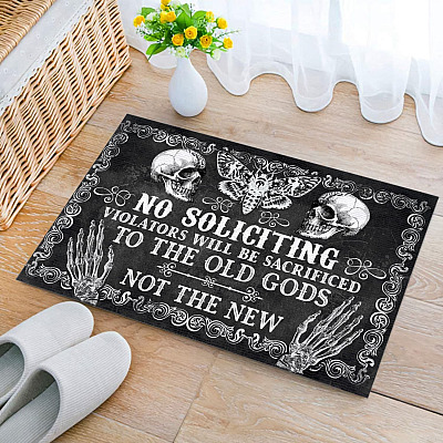 Witch No Soliciting Violators Will Be Sacrificed Indoor Doormat - Halloween Welcome Outdoor Door Mat
