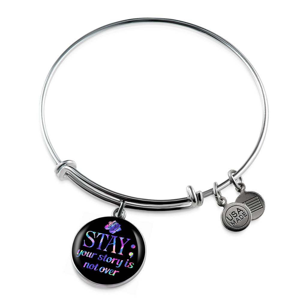 Stay Your Story Is Not Over Suicide Prevention Awareness Month Circle Pendant Necklace