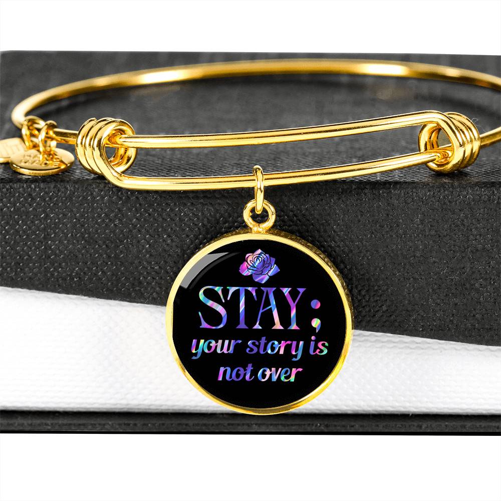 Stay Your Story Is Not Over Suicide Prevention Awareness Month Circle Pendant Necklace
