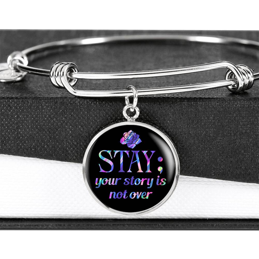 Stay Your Story Is Not Over Suicide Prevention Awareness Month Circle Pendant Necklace