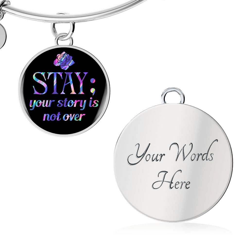 Stay Your Story Is Not Over Suicide Prevention Awareness Month Circle Pendant Necklace