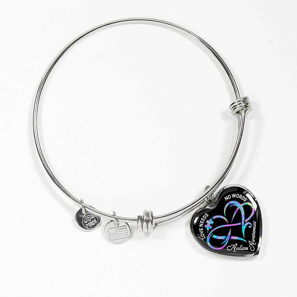 Autism Awareness Love Needs No Words Heart Pendant Necklace - Autism Gift Ideas