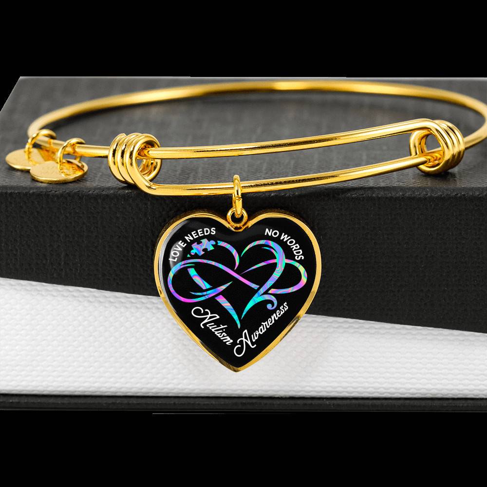 Autism Awareness Love Needs No Words Heart Pendant Necklace - Autism Gift Ideas