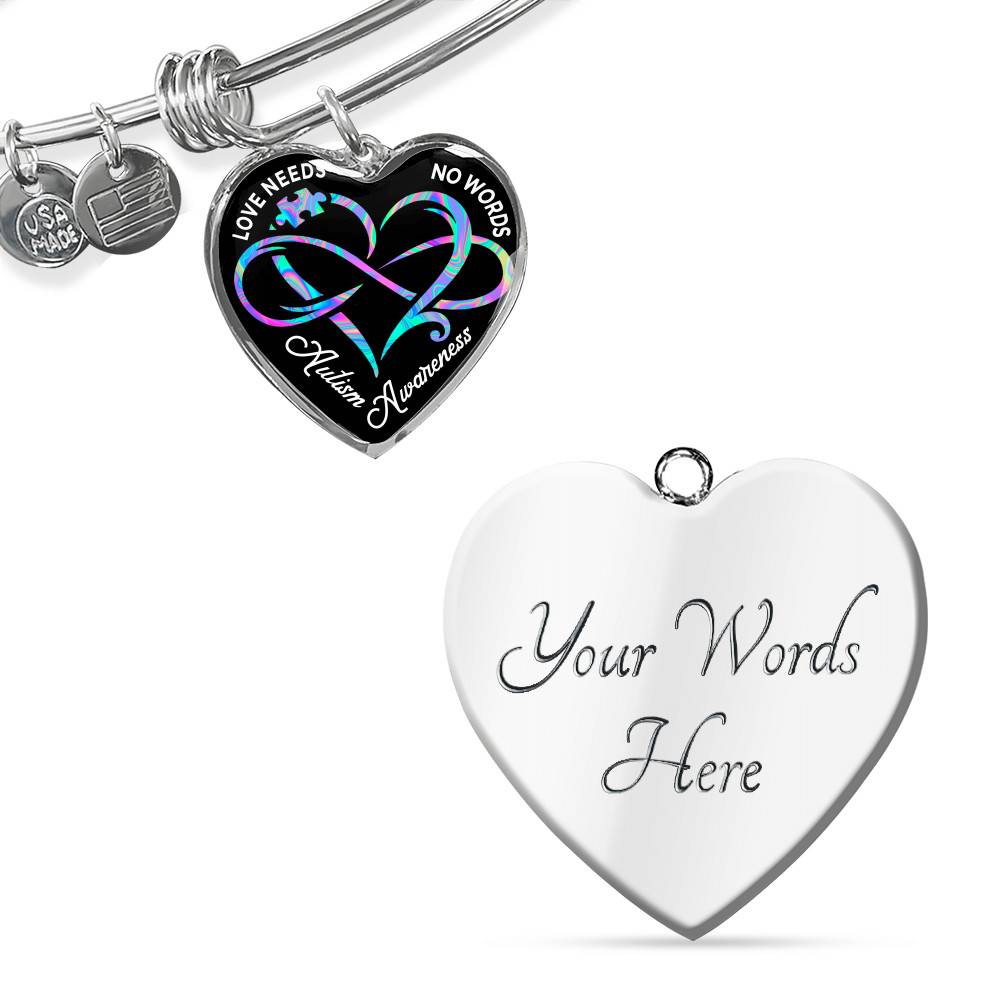 Autism Awareness Love Needs No Words Heart Pendant Necklace - Autism Gift Ideas