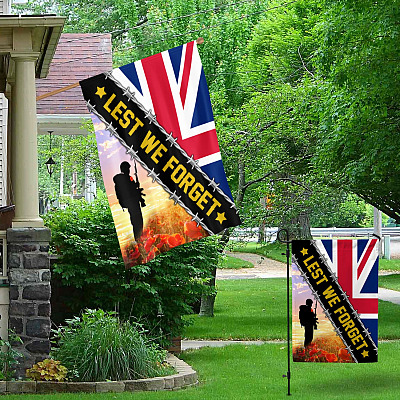 Alternative view of Lest We Forget Poppies Flower Remembrance Day War Heroes UK Outdoor House Flag - Home Garden Flag