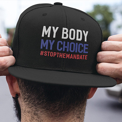 Alternative view of My Body My Choice Stop the Mandate No Vaccine Twill Cap - High-Profile Snapback Hat