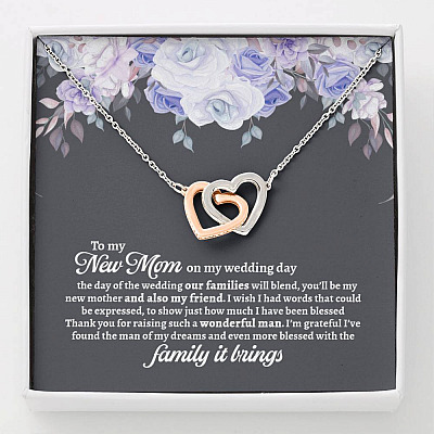 To My New Mom On My Wedding Day You'll Be My New Mother And Also My Friend Interlocking Hearts Pendant Necklace - Mother In Law Gift - Interlocking Hearts Necklace