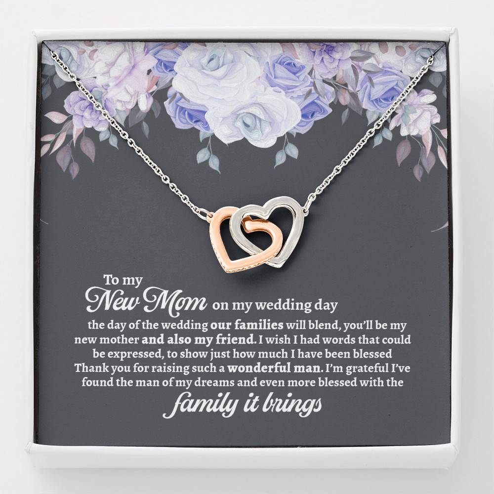 To My New Mom On My Wedding Day You'll Be My New Mother And Also My Friend Interlocking Hearts Pendant Necklace - Mother In Law Gift - Interlocking Hearts Necklace