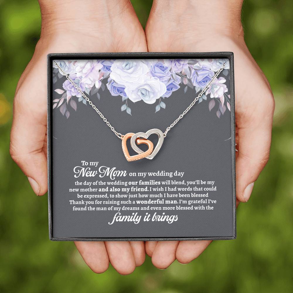To My New Mom On My Wedding Day You'll Be My New Mother And Also My Friend Interlocking Hearts Pendant Necklace - Mother In Law Gift