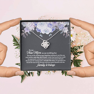 To My New Mom On My Wedding Day You'll Be My New Mother And Also My Friend Love Knot Pendant Necklaces - Mother In Law Gift