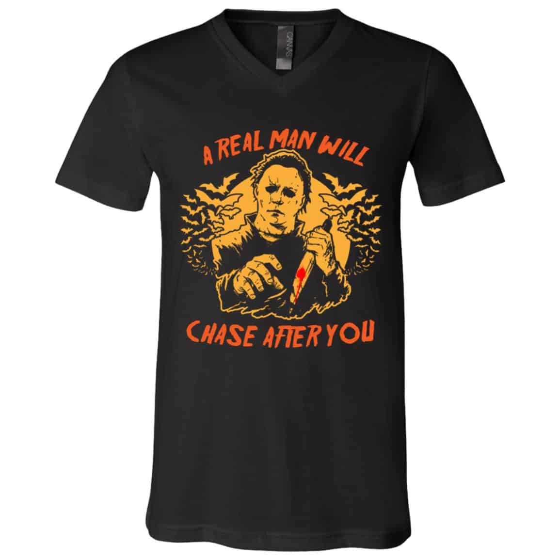 Michael Myers Tshirt, Black, V-Neck T-Shirt