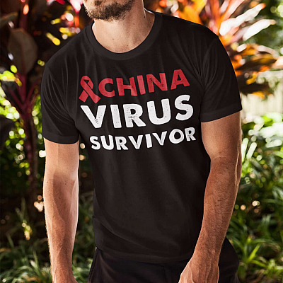 Alternative view of China Virus Survivor T-Shirt - V-Neck Tee - I Am a Survivor T Shirt