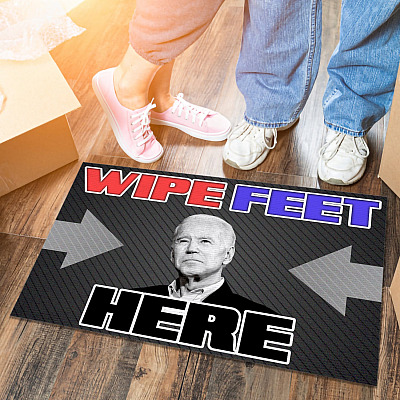 Alternative view of Wipe Feet Here Biden Meme Saying House Doormat - Anti Joe Creepy Biden Entrance Home Doormat