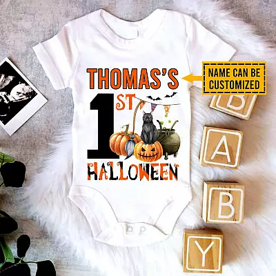 Alternative view of Personalized First Halloween Baby Onesie - Baby Infant Bodysuit - Halloween Pregnancy Announcement Baby Onesie