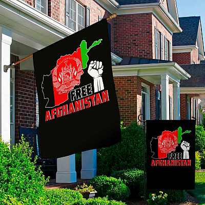 Alternative view of Free Afghanistan Garden Flag - Free Kabul House Flag - Wall Flag