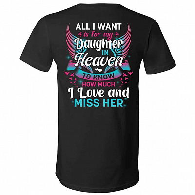 All I Want Is For My Daughternly - V-Neck Tee, Black, V-Neck T-Shirt