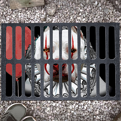 Pitbull Spooky Penny Clown Halloween Doormat - Outdoor Indoor Doormat