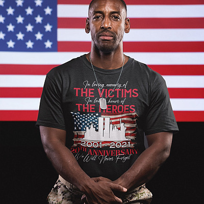 Alternative view of In Loving Memory Of The Victims In Loving Honor Of The Heroes 2001-2021 20th Anniversary T-Shirt - 9/11 Memorial Shirt