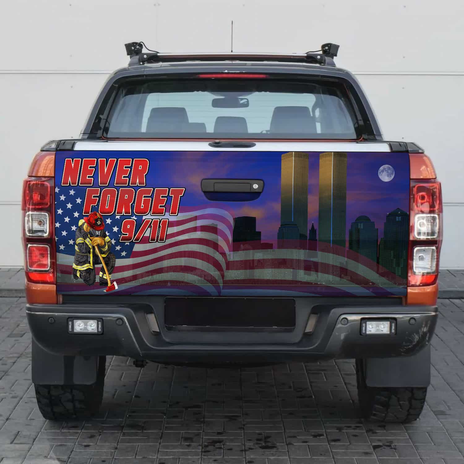 13 HG UU TIEN. 9 11 Never Forget Wrap (5) Tailgate Wrap Mockup 2