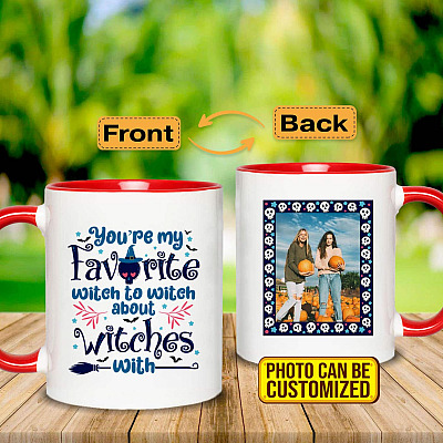 Alternative view of Personalized Photo You're My Favorite Witch To Witch About Witches With Double-Sided Accent Coffee Mug