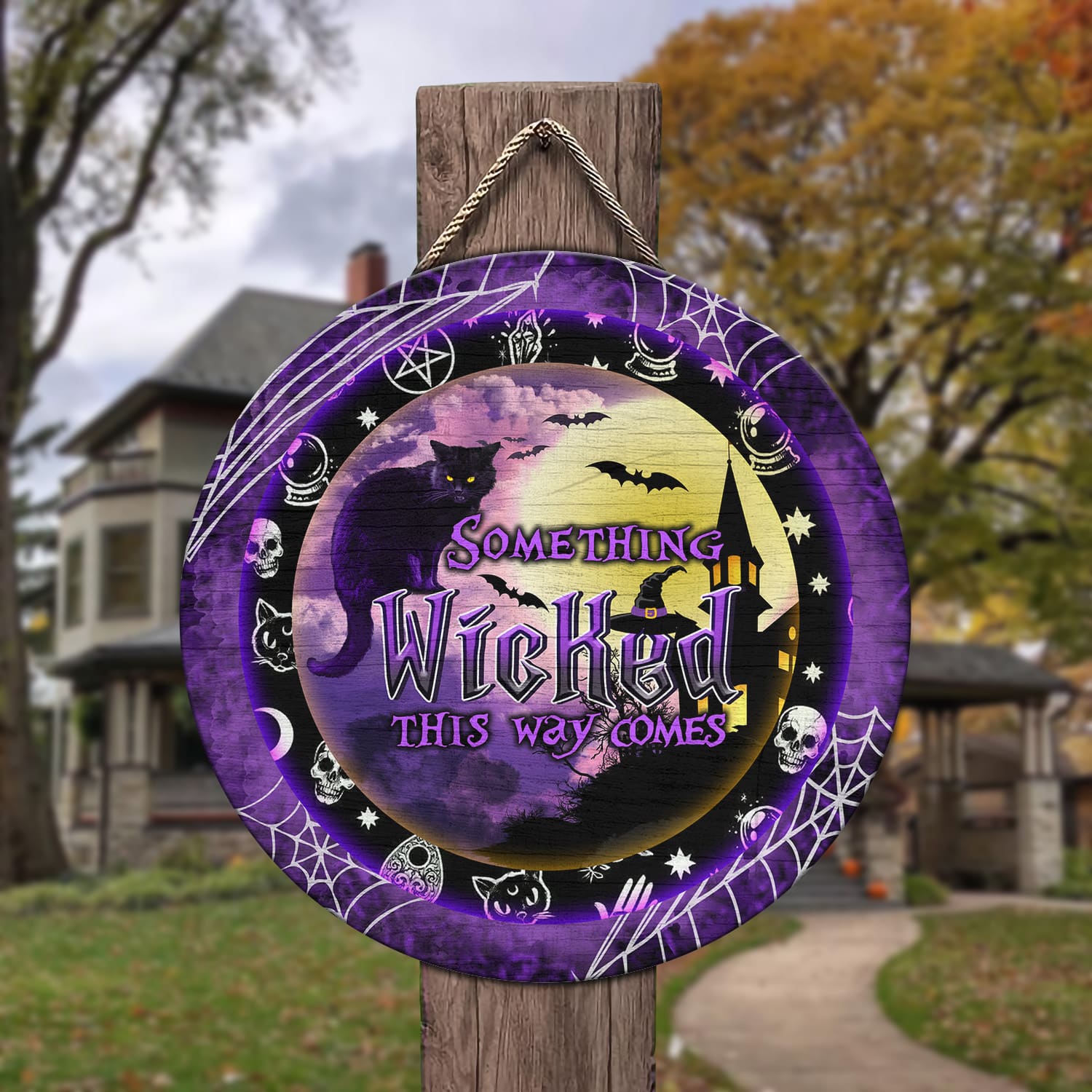 4KNG. Wicked Halloween Door Sign Mockup 3